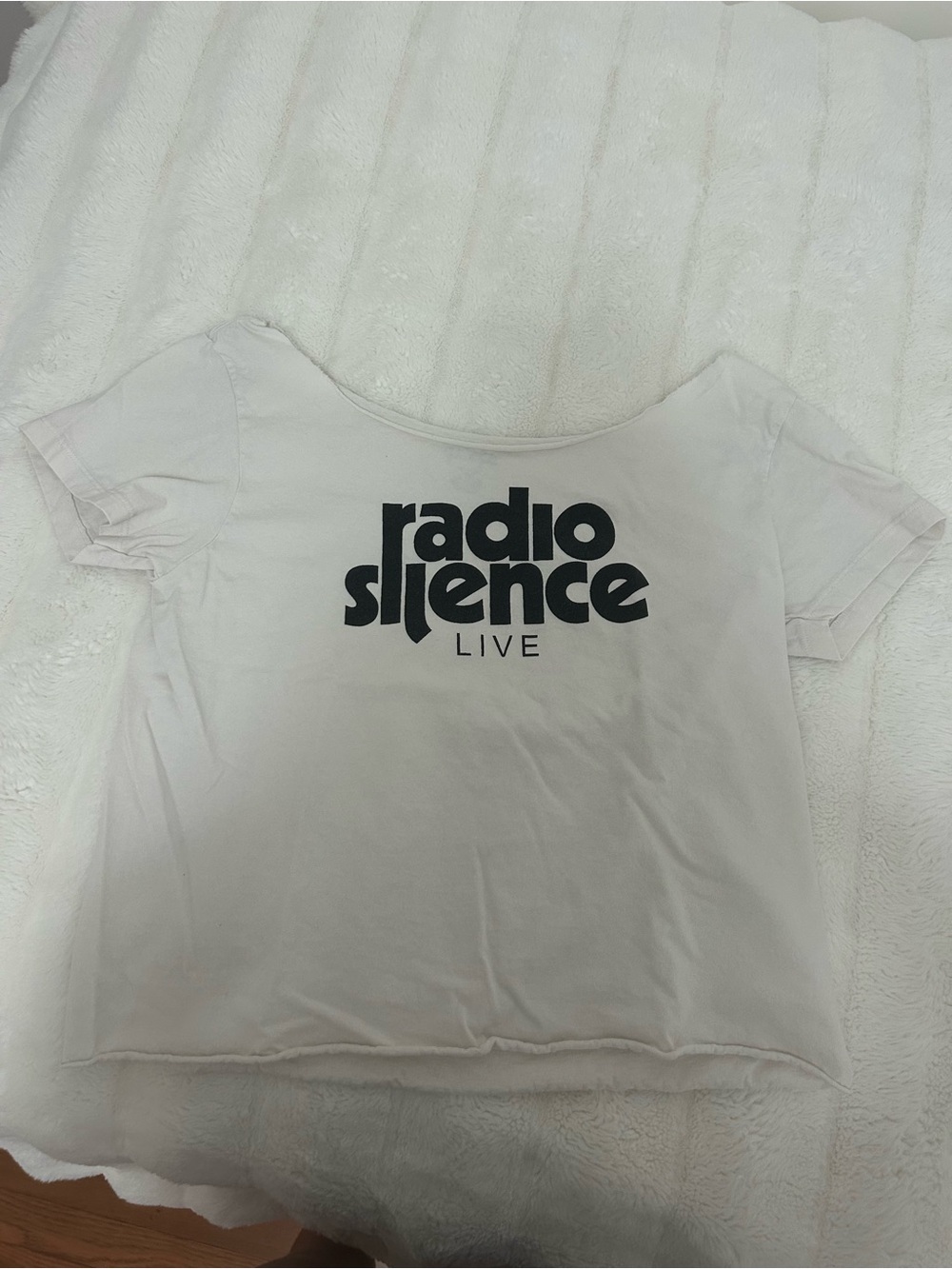 Brandy Melville White Tee with Black "radio silence LIVE" Graphic
